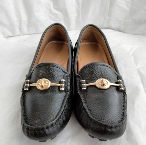 Coach Black Pebbled Leather Arlene Turn Lock Loafer Flats Size 6B - Picture 9 of 16